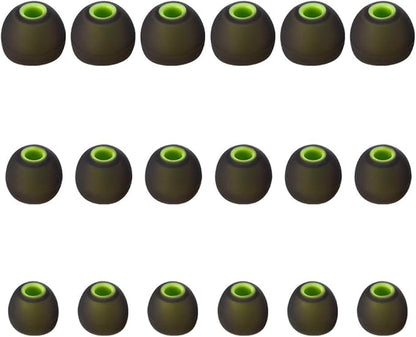 Earbud Tips Soft Silicone Earbuds Replacement Tips Fit for in-Ear Headphones(inner hole from 3.8mm - 4.2mm earphones) 9 Pairs S/M/L,Black/Green