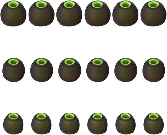 Earbud Tips Soft Silicone Earbuds Replacement Tips Fit for in-Ear Headphones(inner hole from 3.8mm - 4.2mm earphones) 9 Pairs S/M/L,Black/Green