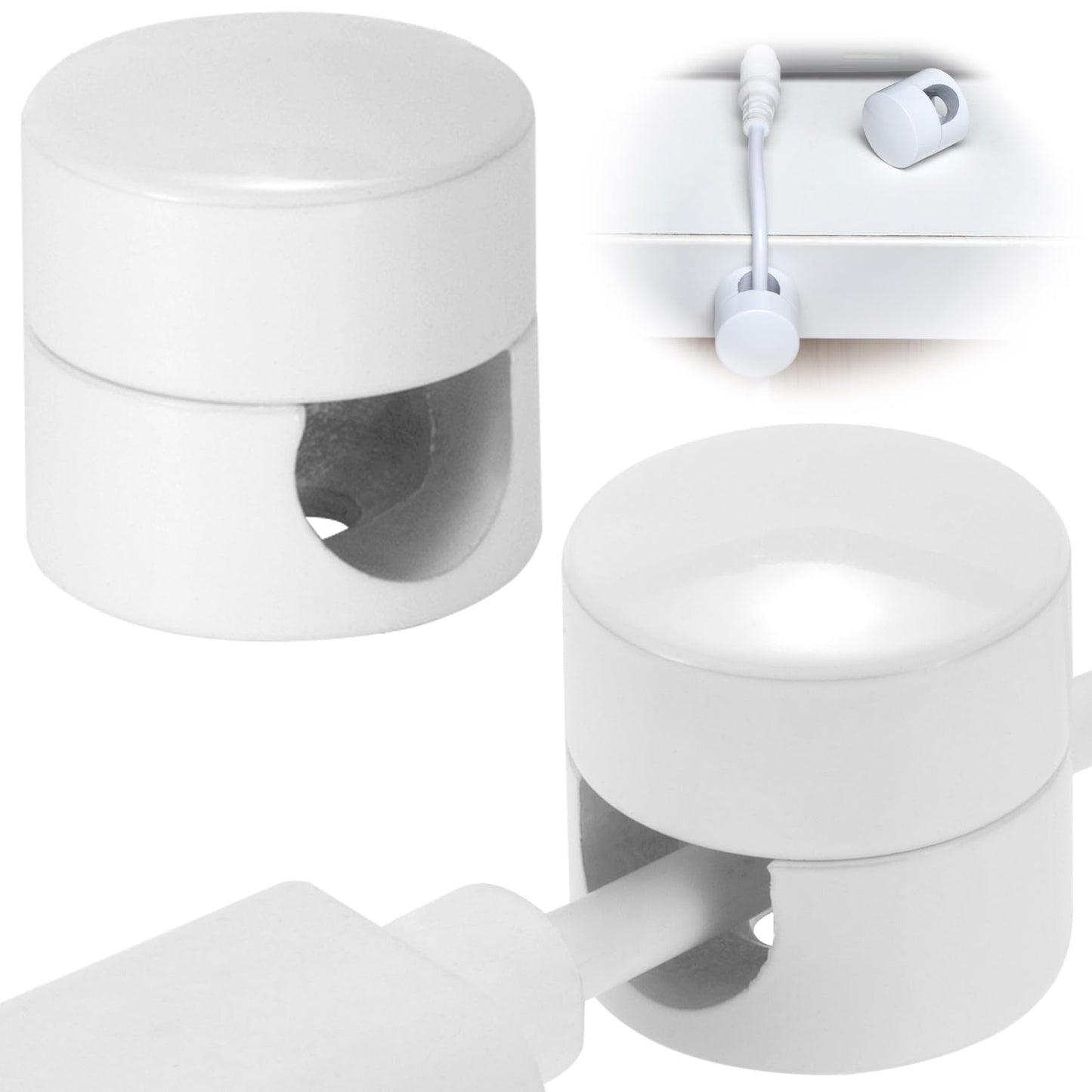SmallCat 2 Sets Charger Holders for Cords, White Adjustable Cable Anchor Holders, Adhesive Metal Cord Clips, Cable Management Wire Organizers for Desk, Office, Nightstand