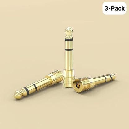 Cubilux 6.35mm to 3.5mm Audio Adapter, Gold Plated 1/4” Male to 1/8” Female TRS Stereo AUX Connector Converter for Guitar Keyboard Digital Piano Studio Monitor Amplifier Mixer Splitter, 6-Pack