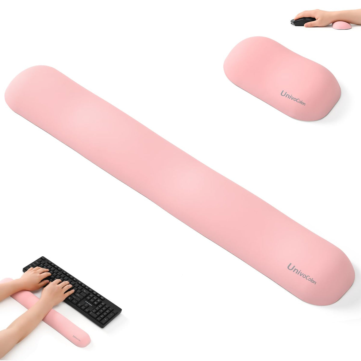 UnivoColors Design-Wave Wrist Rest, Artificial Sheepskin+Memory Foam+Ergonomic+Anti-Slip Gel, Resilience Support During Work and Gaming,Mouse Accessory,White
