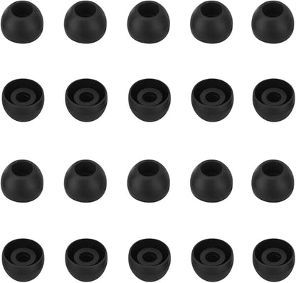 Silicone Medium Replacement Ear Tips - Eartips for In-Ear Headphones - Rubber Tips Earbud Covers - 10 Pairs (Black)