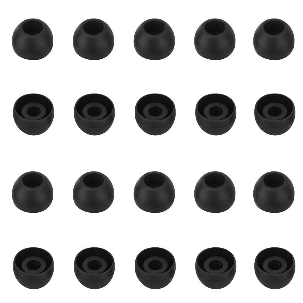 WKYMY Silicone Medium Replacement Ear Tips - Eartips for In-Ear Headphones - Rubber Tips Earbud Covers - 10 Pairs (Black)