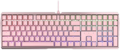 Cherry MX 3.0 S Wired Mechanical Gaming Keyboard. Aluminum Housing Built for Gamers w/MX Blue Switches. RGB Backlit Color Display Over 16m Colors. Pink