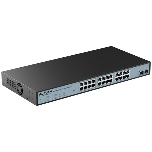 SODOLA 24 Port 2.5Gb Switch,Web Managed,24x2.5G Base-T Ports, 2x10G SFP+