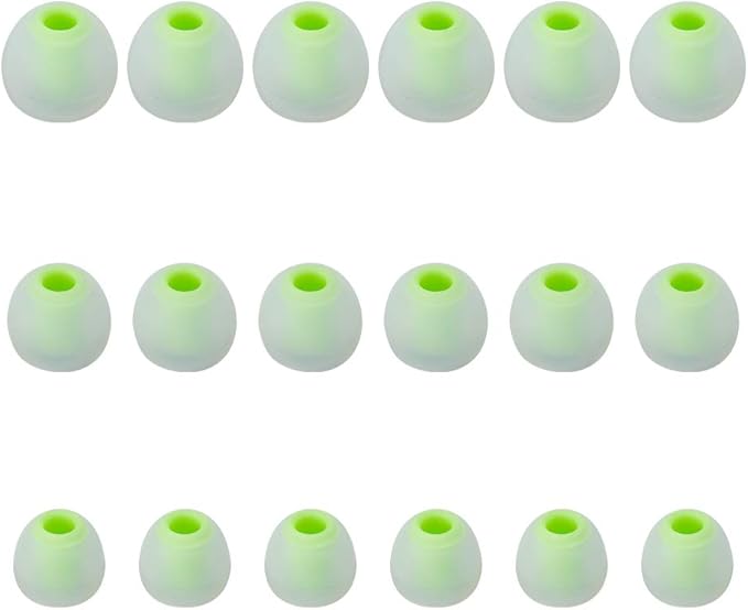 Earbud Tips Soft Silicone Earbuds Replacement Tips Fit for in-Ear Headphones(Inner Hole from 3.8mm - 4.2mm Earphones) 9 Pairs S/M/L,Transparent Green