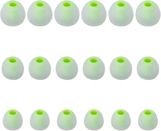 Earbud Tips Soft Silicone Earbuds Replacement Tips Fit for in-Ear Headphones(Inner Hole from 3.8mm - 4.2mm Earphones) 9 Pairs S/M/L,Transparent Green