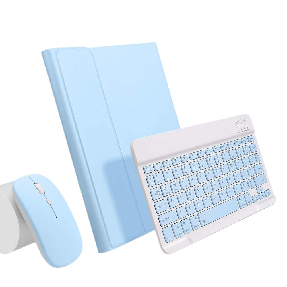 Keyboard Case for iPad Mini 7th(A17 Pro) 2024/Mini 6th Generation with Mouse,Case for iPad mini7/mini6 with Detachable Wireless Bluetooth Keyboard Pencil Holder Slim Smart Cover, Sky Blue