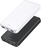 [2 Pack] Portable Charger Power Bank 10000mAh,Ultra Slim Compact External Battery Pack with USB C Input & Dual USB Outputs Backup Charger Compatible with iPhone 13,12, Samsung S20,Tablet -Black+White