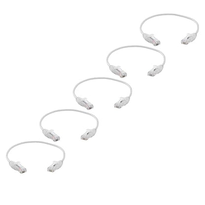 TRUECABLE Cat6 Component Rated Patch Cable, Unshielded (U/UTP), 1ft, White, 28AWG Solid Copper, Snagless 10G High-Speed Ethernet Cable, PoE++ 4PPoE 100W, UL Listed, RoHS-3, 5 Pack