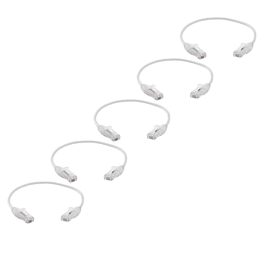 TRUECABLE Cat6 Component Rated Patch Cable, Unshielded (U/UTP), 1ft, White, 28AWG Stranded Pure Copper, Snagless 10G High-Speed Ethernet Cable, PoE++ 4PPoE 100W, UL Listed, RoHS-3, 5 Pack