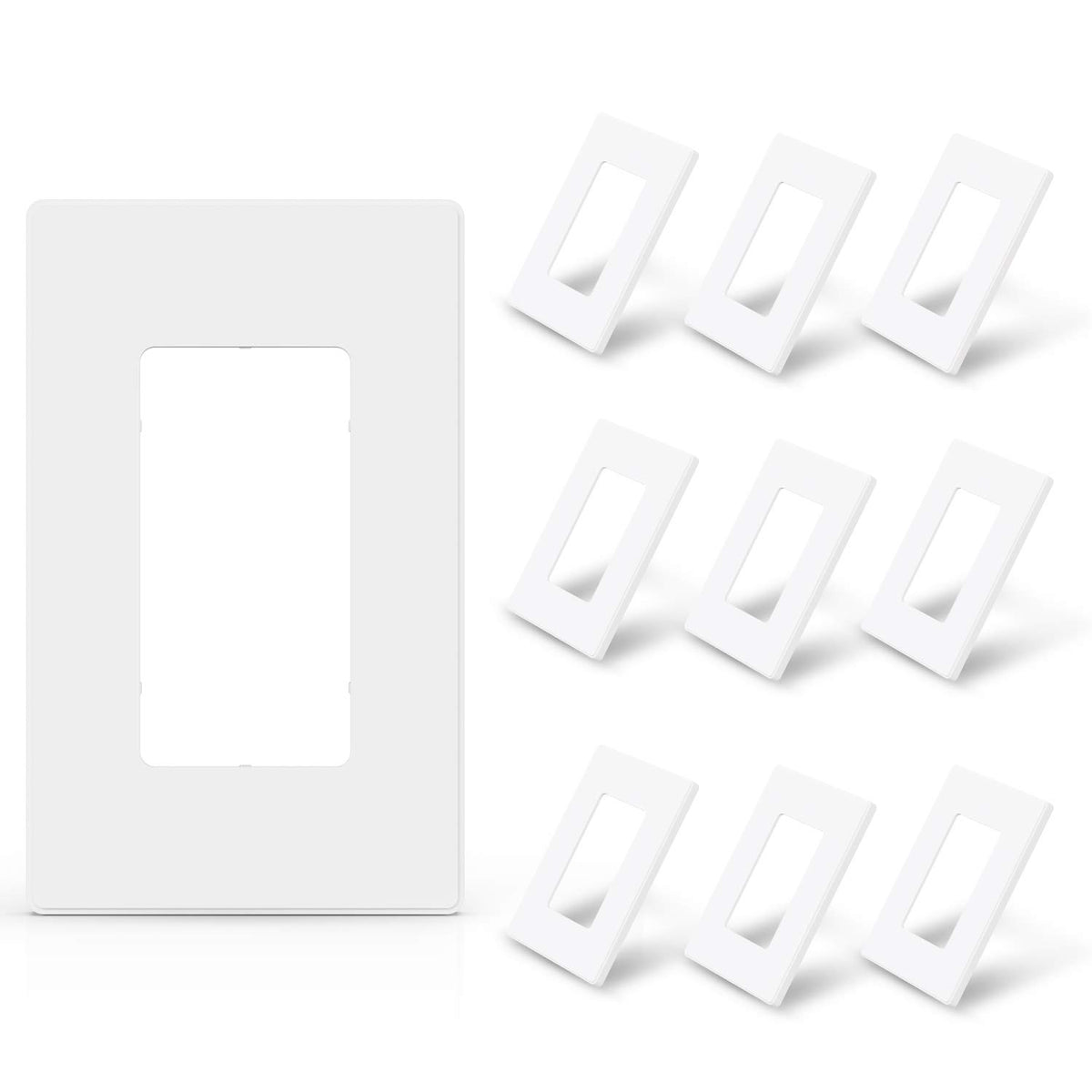 ELEGRP Matte Black 1-Gang Screwless Decorative Wall Plates, Standard Size Unbreakable Thermoplastic Faceplate Cover for Decorator Receptacle Outlet Switch, UL Listed (20 Pack)