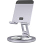 YCNEW Phone Stand for Desk, 360° Rotating Dual Adjustable Foldable Cell Phone Holder, Heavy Solid All-Aluminum Base Anti-Slip Stable Support for Home Office Study, Fits iPhone Galaxy 4-8" Phones