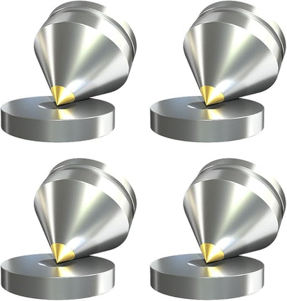 4Pcs Speaker Spikes Floor Protectors Shockproof Speaker Isolation Spikes with Base Pad for Speaker,Subwoofer,Amplifier,Turntable,Recorder CD DAC with 3m Adhesive (Silver)