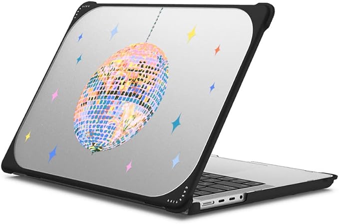 CASETiFY Bounce MacBook Pro 16-inch (M1-M5) Case [Enhanced Protective Corner Design/Ventilation Cutouts/Anti-Slip Grip] - Disco - Clear Black