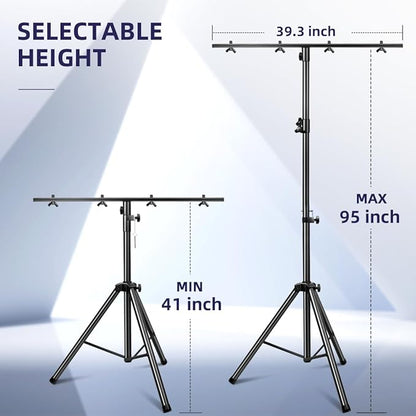 Bloazzup DJ Lights Stand 41-95 Inch, Heavy Duty DJ Stand 1 Pack, Adjustable Height Par Can Tripod Stage Light Stand 8ft, DJ Lighting T Bar Suitable for Stages, Bar, Banquet, Party