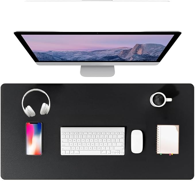 PU Leather Desk Pad Protector Gaming Mouse Pad Non Slip Desk Mat for Keyboard and Mouse Waterproof Desk Writing Pad for Office and Home Desk Accessories(Black, 47.2 * 17.7)