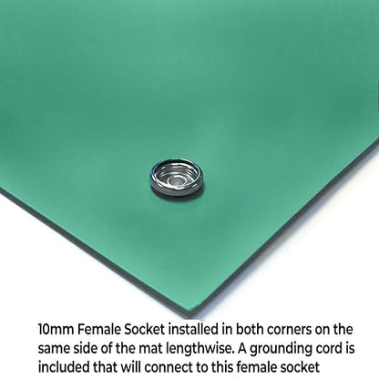 RubberStat Dual Layer ESD Compliant Workstation Rubber Table Mat Kit, Soldering, Cell Phone Repair, with Wrist Strap Set and Ground Cord - 24"x48" Green
