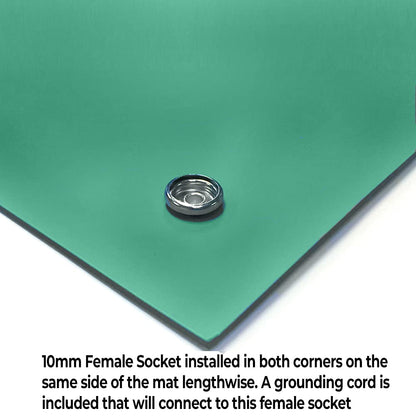 RubberStat Dual Layer ESD Compliant Workstation Rubber Table Mat Kit, Soldering, Cell Phone Repair, with Wrist Strap Set and Ground Cord - 30"x36" Green