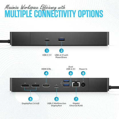 WD19S Dell Docking Station USB-C Dual Monitor with 130W Supply & HDMI Cable (Renewed)