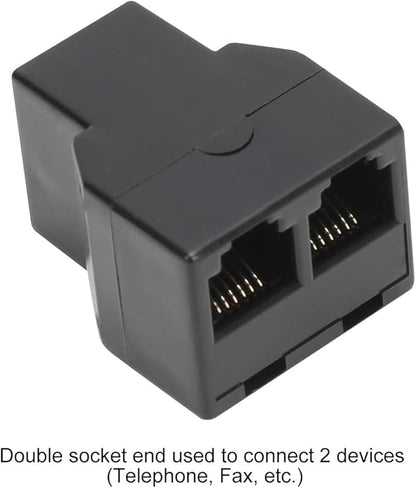 Uvital RJ12 6P6C 3 Female Telephone Line Splitters, Phone Jack Splitter, Telephone Landline Cable Connector and Separator(Black, 50 Pack)