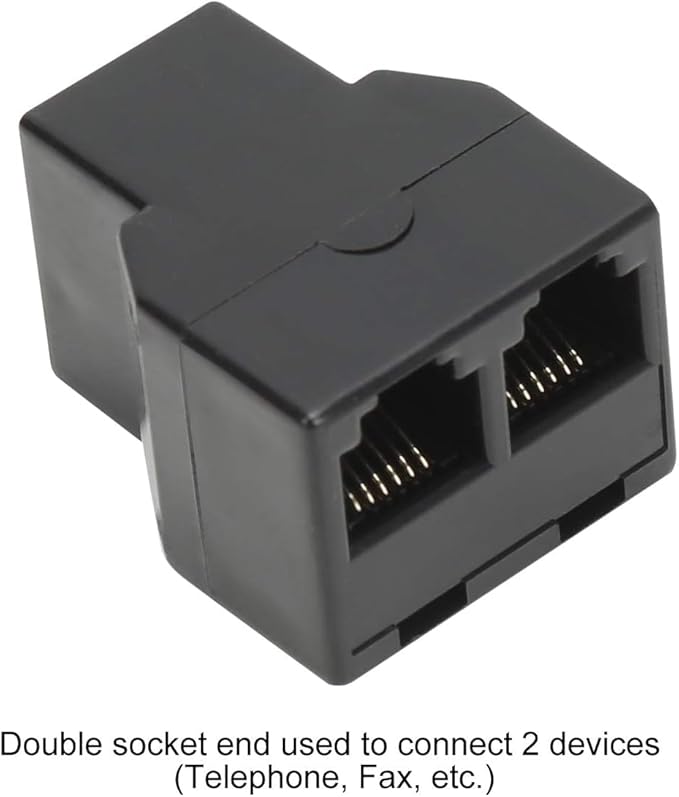 Uvital RJ12 6P6C 3 Female Telephone Line Splitters, Phone Jack Splitter, Telephone Landline Cable Connector and Separator(Black, 10 Pack)