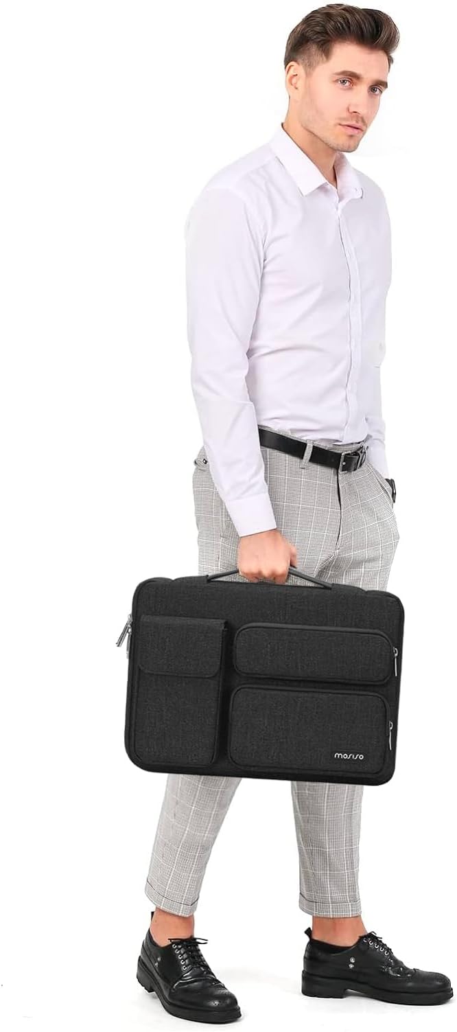 MOSISO 360 Protective Laptop Case 13.3 inch, 13-13.3 inch Laptop Sleeve Compatible with MacBook Air/Pro 13 / Pro 14, HP Dell ASUS Lenovo, Side Open Bag with 2 Raised&1 Flapover Pockets, Slate Gray