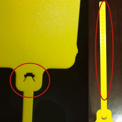 100pcs Reusable Blank Plastic Tags Ties Key Tags 1.45"*2.48" Serrated Tension Sealing Strap with Large Label Plastic Tie Mark Label Waterproof Hang Sign Write on Tag (Yellow, 100pcs)