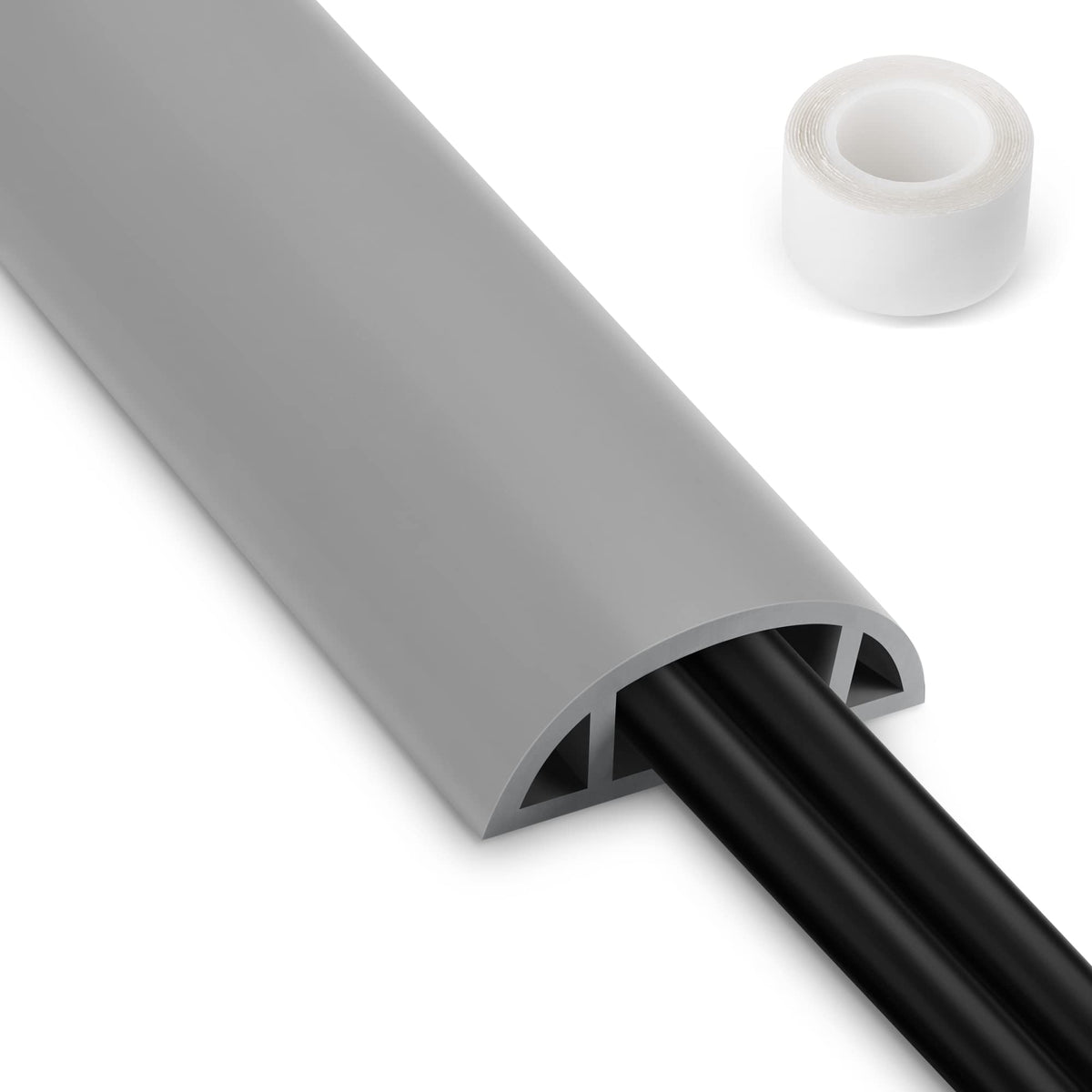 LZEOY 4ft Cord Cover for Wires on Floor, Grey Extension Cable Management, Hide Electrical Hider Protector, Cable Cavity: 0.78" W x 0.32" H
