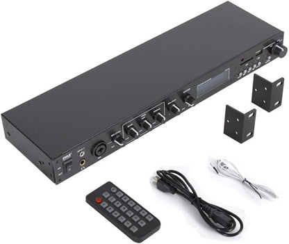 Pyle Rack Mount Studio Pre-Amplifier - Audio Receiver System w/ Digital LCD Display Bluetooth FM Radio Recording Mode Remote Control USB Flash or SD Card Reader Input and Output Jack - PPRE70BT