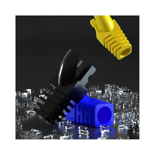 50 Pcs Cat5 Cat5E Cat6 Strain Relief Boot, RJ45 Plug Connector Cover Modular Network Plug Connector Cap Cable Connector Boots, Blue
