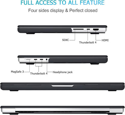 Mektron Case for MacBook Pro 16" M4 A3403 A3186 M3 A2991 M2 A2780 M1 A2485 (2021/2023/2024) Pro/Max with Touch ID, Hard Shell Plastic Laptop Cover Keyboard Cover Screen Protector, Black