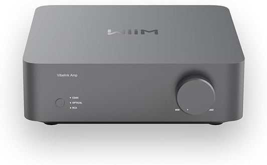 WiiM Vibelink Amp | 100W Power Amplifier with Premium ESS 9039Q2M DAC and TI TPA3255 | Compatible with WiiM Mini, Pro, Pro Plus, and Ultra | RCA, Coax, and Optical Inputs | Space Gray