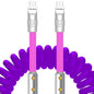 chubbycable Colorblock Chubby - Spring Braided Silicone Charge Cable Coiled USB C Cable Fast Charging Type C Charger Cord for Car, Purple+Pink, Type-C to Type-C, 2.29FT-3.6FT