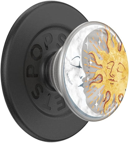 PopSockets Phone Grip for MagSafe with Kickstand, Magnetic Stand, Swappable Top, Secure Hold for iPhone MagSafe Cases, Phone & Tablet Grip - Translucent Sun and Moon