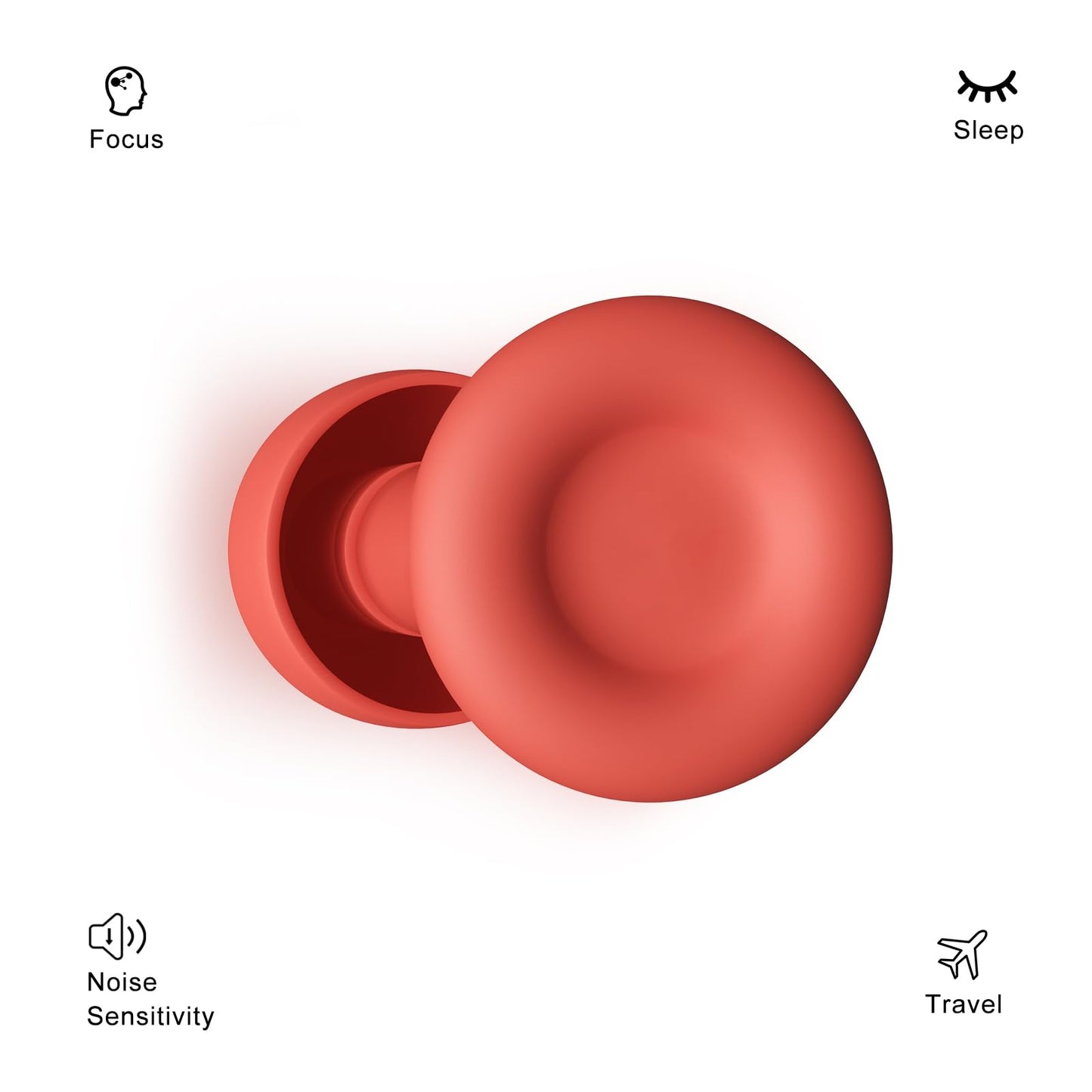 Ear Plugs for Sleeping Noise Reduction Reuseable, Concerts, Focus, Travel, Work, High Fidelity – 7 Pairs Eartips – Flexible Soft – Touch – NRR of 24 and 27 dB Noise Cancelling (Red)