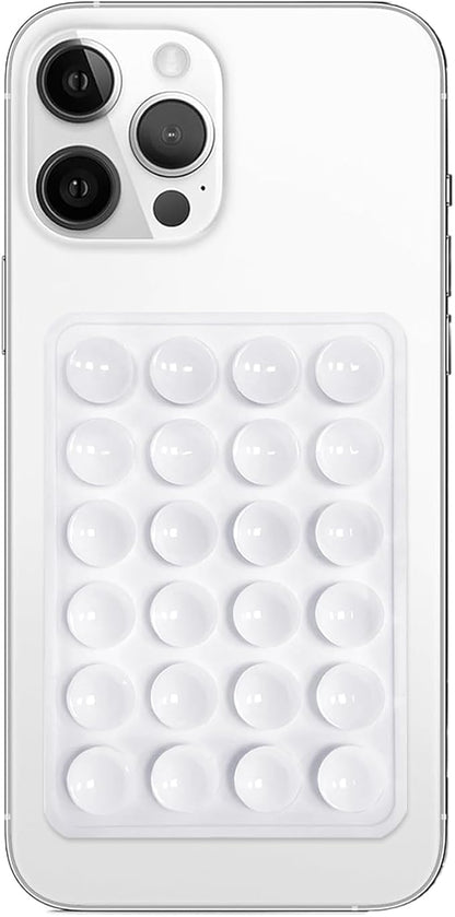 Silicone Suction Phone Case Mount, Non Slip Sticky Phone Grip for Cellphone, Silicon Adhesive Suction Cup Phone Mount, Strong Grip Holder for Selfies and Videos (White)
