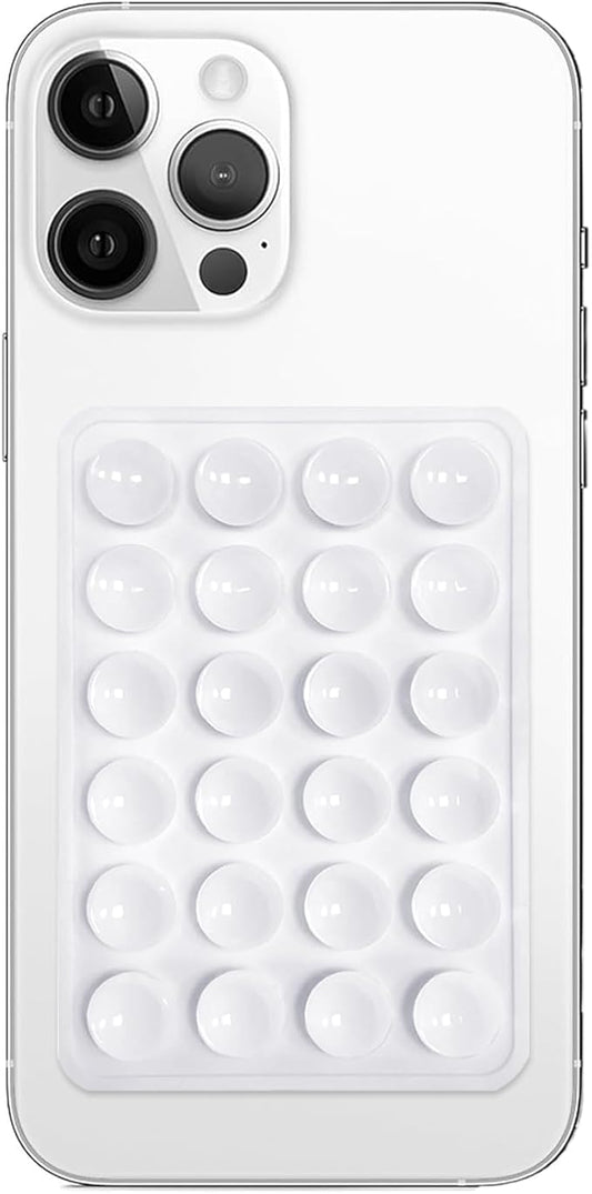 Anteel Silicone Suction Phone Case Mount, Non Slip Sticky Phone Grip for Cellphone, Silicon Adhesive Suction Cup Phone Mount, Strong Grip Holder for Selfies and Videos (White)