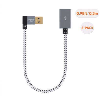 CableCreation 2-Pack Short USB 3.0 Extension Cable, 1FT USB Extender Cord