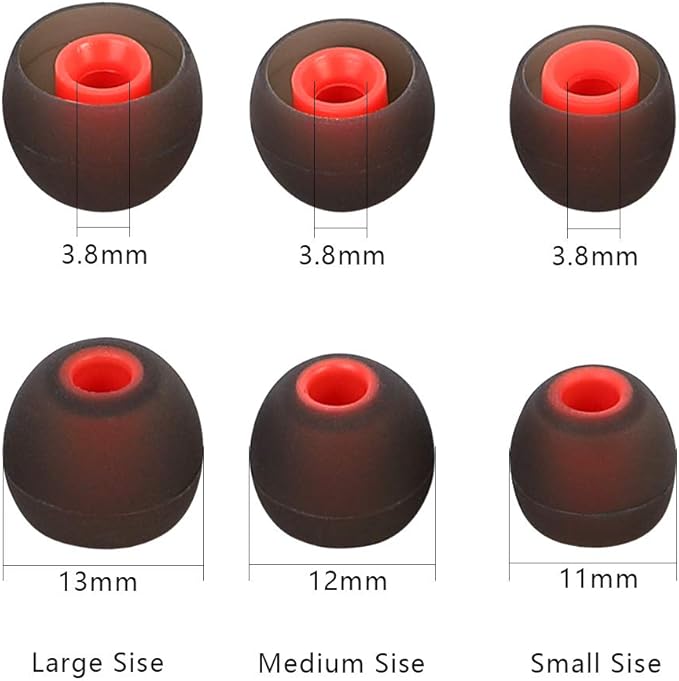 Silicone Replacement Earbud Tips Ear Tips Fit Most in-Ear Earbuds(Inner Hole 3.8mm -5.1mm) Headphone Earbud Covers Eartips 9 Pairs S M L
