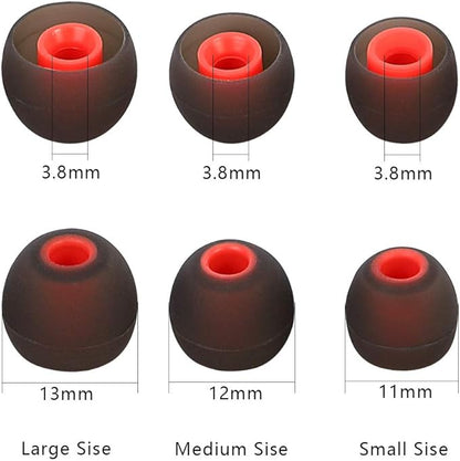 Silicone Replacement Earbud Tips Ear Tips Fit Most in-Ear Earbuds(Inner Hole 3.8mm -5.1mm) Headphone Earbud Covers Eartips 9 Pairs S M L