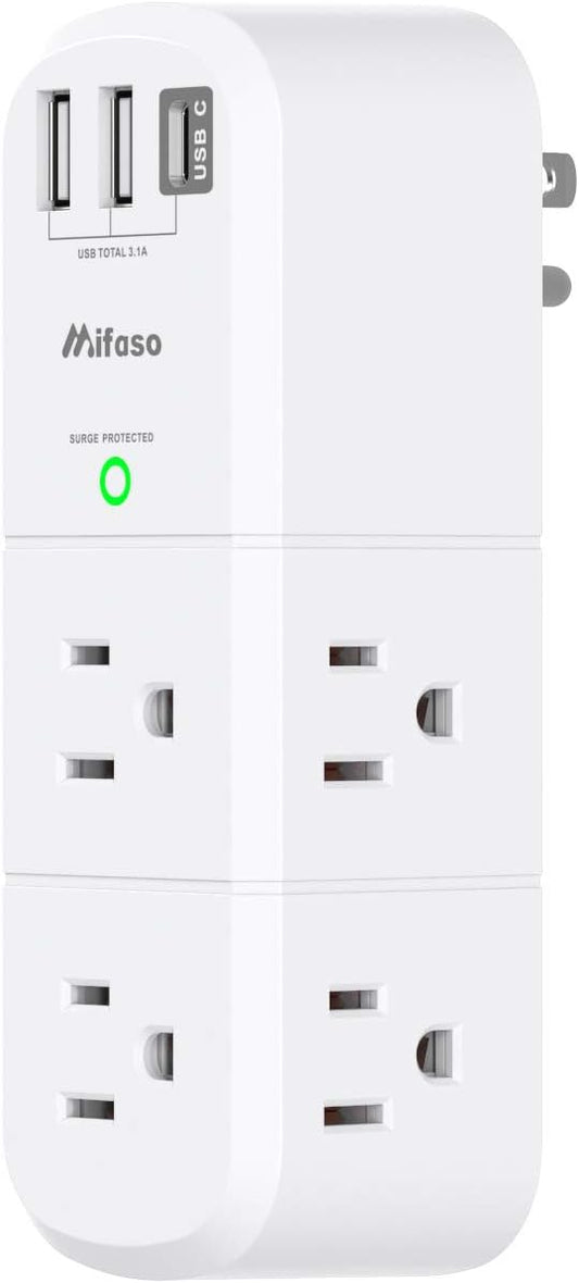 Outlet Extender with Rotating Plug, Surge Protector 6 AC Multi Plug Outlets