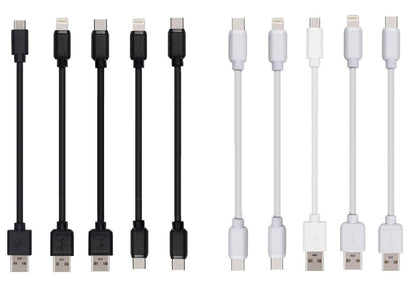 JuSoFU 10-Pack Multi Short USB Cables & TypeC-C Cables for Charging Stations Compatible/w iPhone17,16,15, iPhone14-5/ iPads/iPad mini/iPad Pros/Samsung Moblies & Tablets/Pixel & Nexus/HTC/Sony(Black)