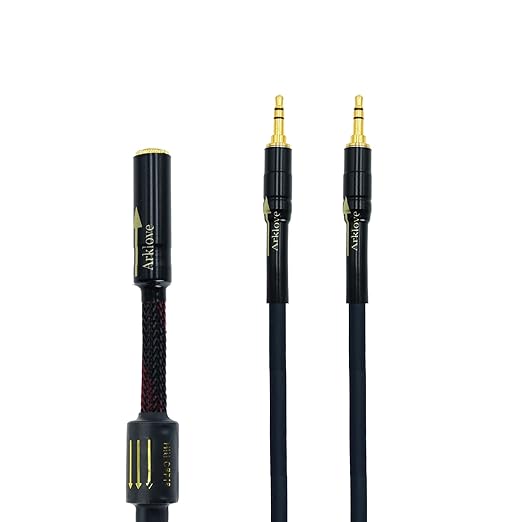 Arklove 25ft Shielded 1/8" aux Input 3.5mm Female to 2X 3.5 Output Splitter Stereo Audio Video Cable Out 3.5 Male to Two 3.5 Male in Dual Speaker Cord 24k Gold Plated