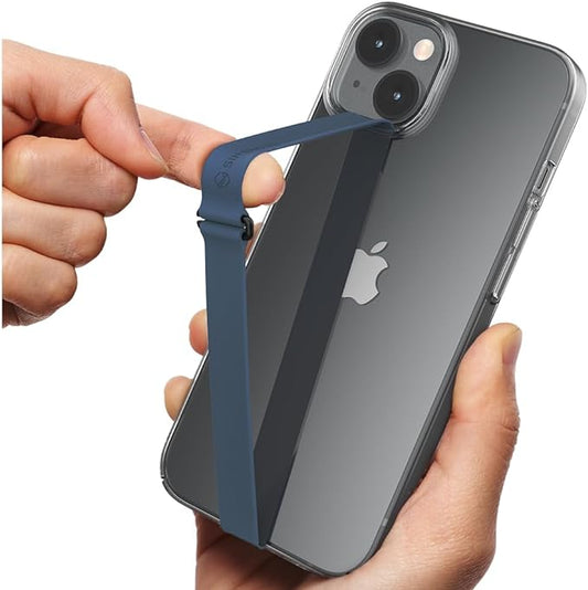 Sinjimoru C-Shaped Clip Finger Phone Grip, Silicone Strap, Navy 230