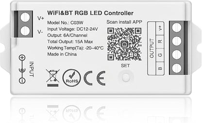 BTF-LIGHTING C03W RGB PWM SMD FCOB (+ R G B) 4PIN LED Strip 2.4GHz Tuya WiFi Group Controller Alexa Google Home Smartphone APP Control Compatible with WR01RF RC03RFB RC04RFB RC05RFB Remote