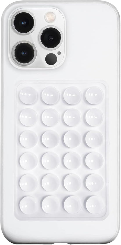 Silicone Suction Phone Case Mount, Silicon Adhesive Phone Accessory for Smartphones, Hands-Free Mirror Shower Phone Holder for Selfies, Tiktok Videos (White)