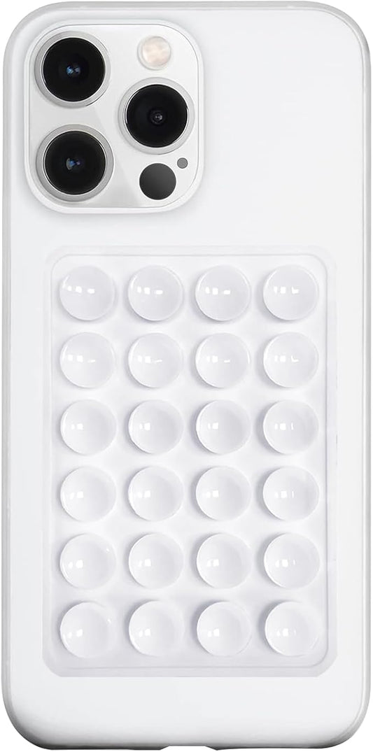 Silicone Suction Phone Case Mount, Silicon Adhesive Phone Accessory for Smartphones, Hands-Free Mirror Shower Phone Holder for Selfies, Tiktok Videos (White)