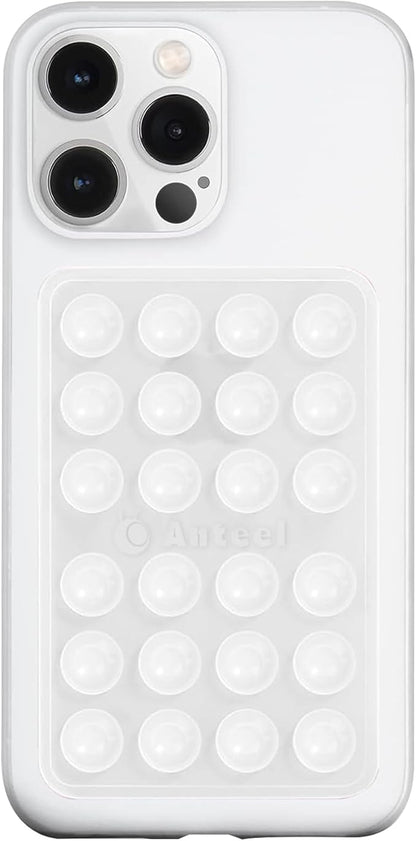 Anteel MAX Silicone Suction Phone Case Adhesive Mount, Upgraded Super Strong Grip, Durable, Easy to Use, Hands-Free Sticky Phone Holder for Selfies, Tiktok Videos, 2.56"x3.94" (Translucent)