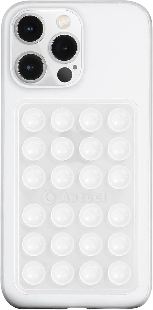 Anteel MAX Silicone Suction Phone Case Adhesive Mount, Upgraded Super Strong Grip, Durable, Easy to Use, Hands-Free Sticky Phone Holder for Selfies, Tiktok Videos, 2.56"x3.94" (Translucent)